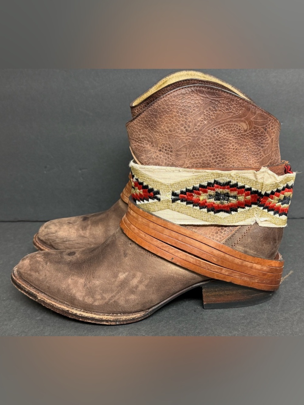 Freebird By Steven Mezcal Western Boho Wraparound Leather Booties Womens Size 9M